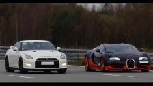 [4k] RACE Nissan GTR Alpha 12 vs Bugatti Veyron Vitesse 1200 HP Highspeed Oval SHORT VERSION (7 min)