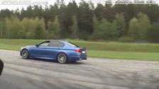 BMW M5 vs tuned M5 F10 (Burger Motorsports Stage 1, AFE intake, muffler delete)