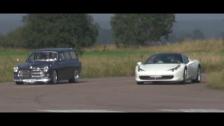 Ferrari 458 vs Volvo Amazon 67 Vöcks exteriour race and in detail
